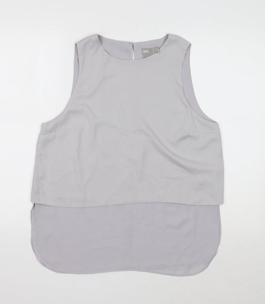 ASOS Womens Grey Polyester Basic Tank Size 14 Boat Neck