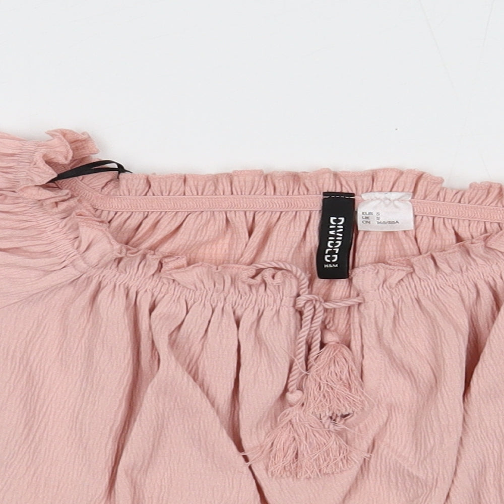 Divided Womens Pink Polyester Cropped Blouse Size S Square Neck