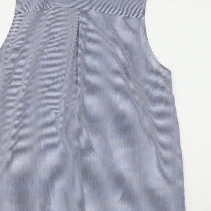 H&M Womens Blue Striped Polyester Basic Button-Up Size 12 Collared