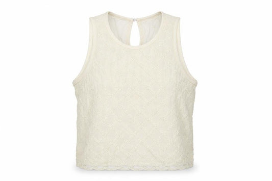 Topshop Womens White Geometric Viscose Basic Tank Size 8 Round Neck