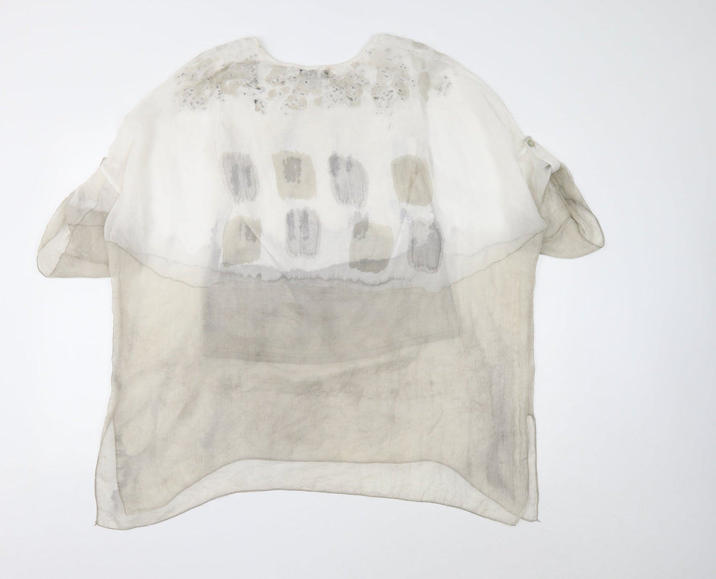 Saloos Womens White Geometric Polyester Basic T-Shirt Size 12 Round Neck