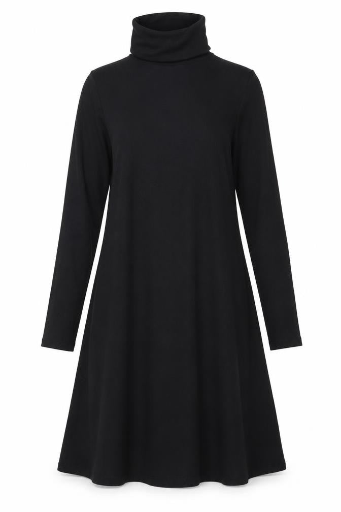 New Look Womens Black Polyester Jumper Dress Size 8 Roll Neck Pullover