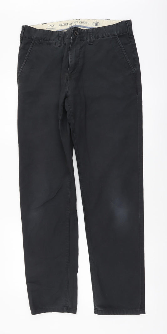 Easy Mens Grey Cotton Trousers Size 32 in L31 in Regular Button