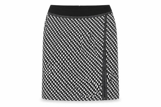 Tu Womens Black Geometric Polyester A-Line Skirt Size 12 Zip