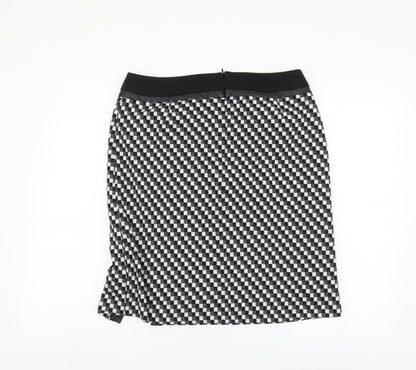 Tu Womens Black Geometric Polyester A-Line Skirt Size 12 Zip