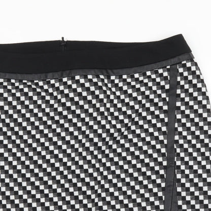 Tu Womens Black Geometric Polyester A-Line Skirt Size 12 Zip