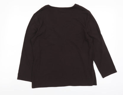 Country Casuals Womens Brown Viscose Basic Blouse Size L V-Neck