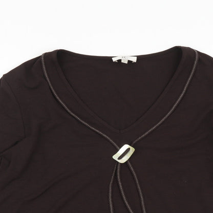 Country Casuals Womens Brown Viscose Basic Blouse Size L V-Neck