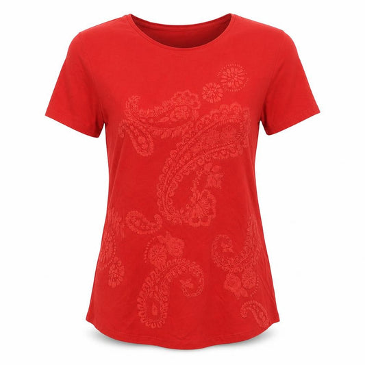 Marks & Spencer Womens Red Cotton Tunic T-Shirt Size 8 Round Neck