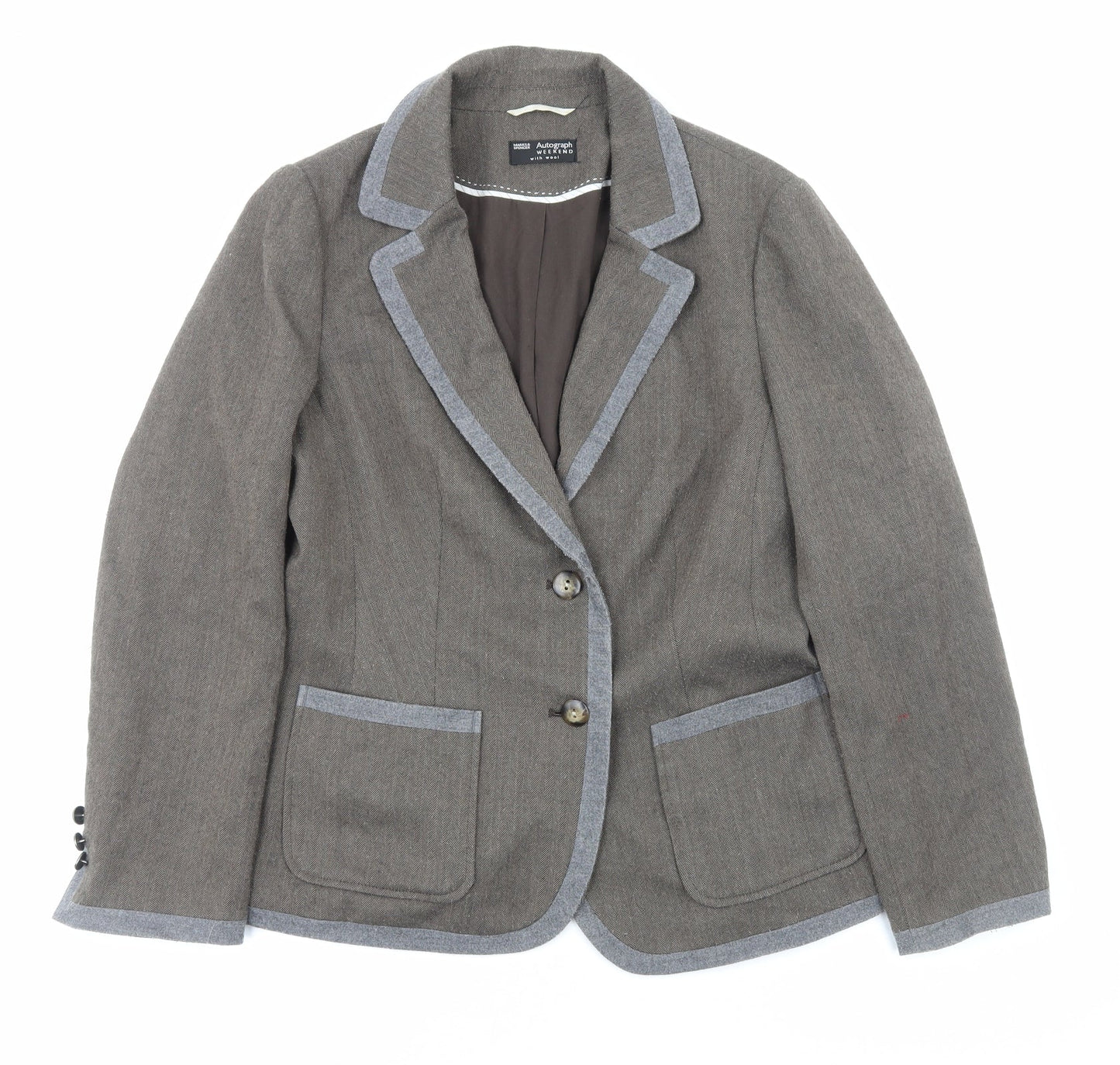 Marks and Spencer Womens Brown Jacket Size 16 Button