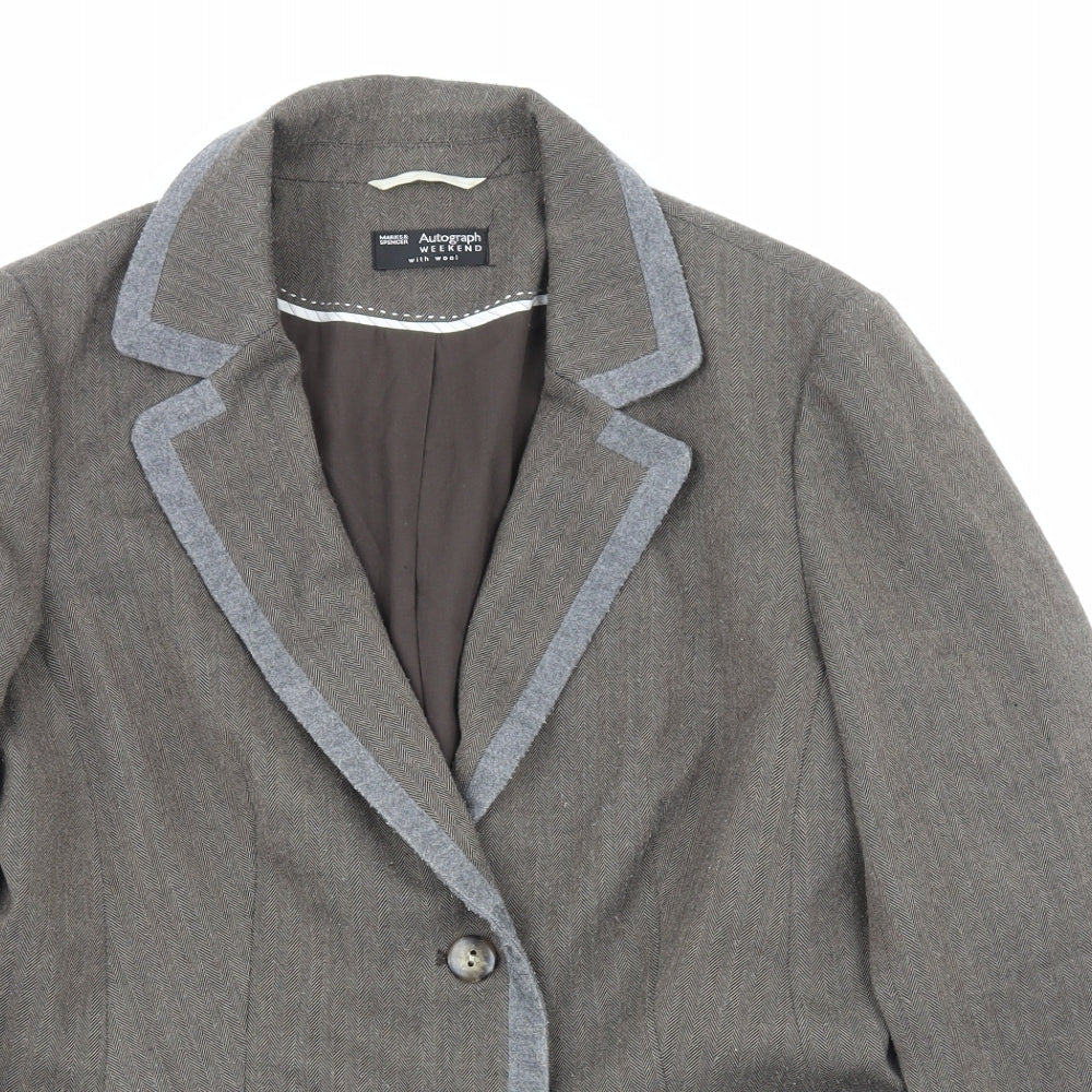 Marks and Spencer Womens Brown Jacket Size 16 Button