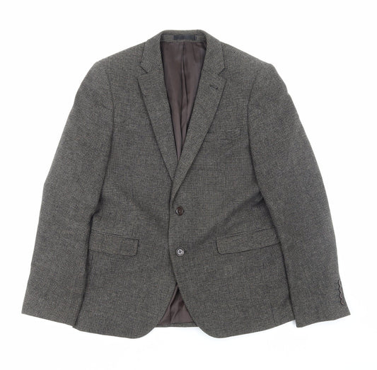 Cedar Wood State Mens Brown Check Polyester Jacket Blazer Size M