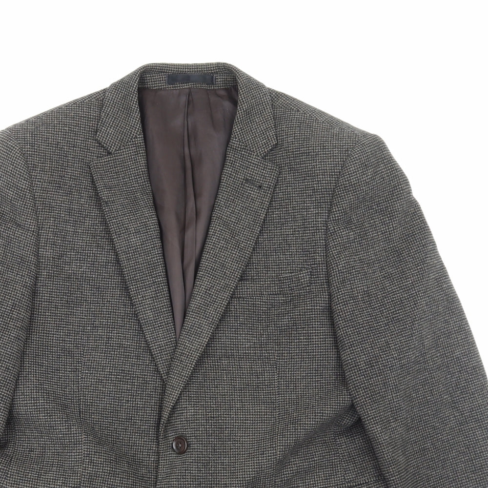Cedar Wood State Mens Brown Check Polyester Jacket Blazer Size M