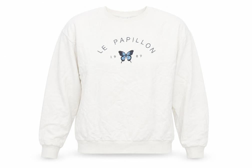 Topshop Womens White Cotton Pullover Sweatshirt Size M Pullover - Le Papillon
