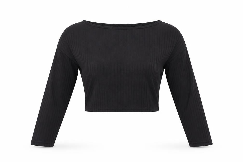 Nasty Gal Womens Blue Polyester Cropped T-Shirt Size 10 Boat Neck - Ribbed