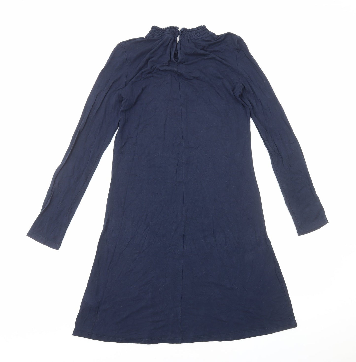 Marks and Spencer Womens Blue Cotton T-Shirt Dress Size 8 Mock Neck Pullover