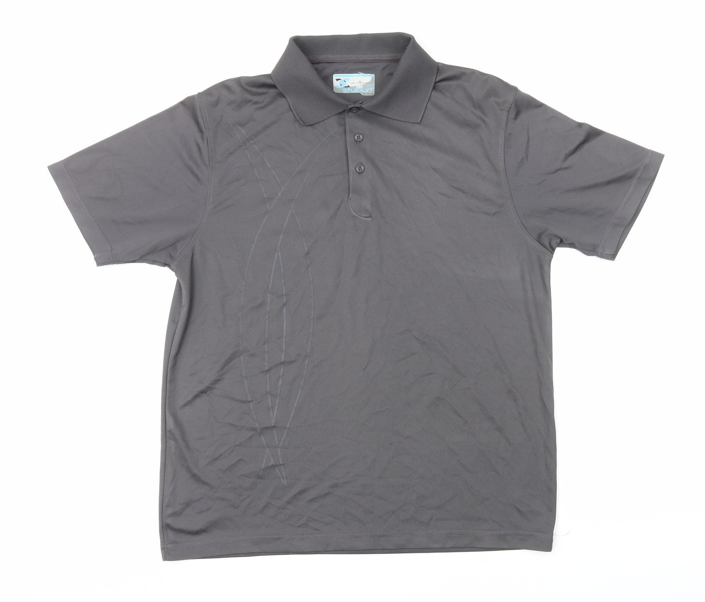 Stuburt Mens Grey Polyester Basic Polo Size M Collared Pullover