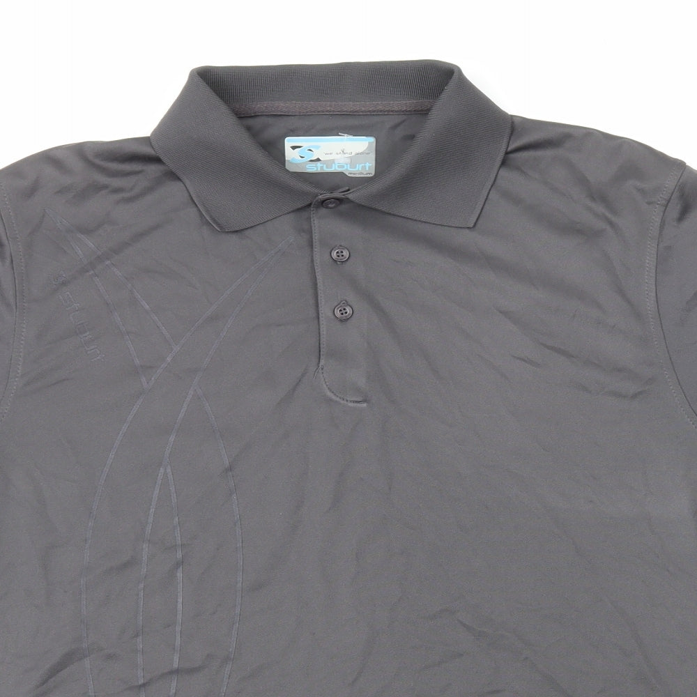 Stuburt Mens Grey Polyester Basic Polo Size M Collared Pullover
