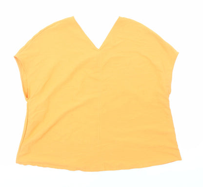 Primark Womens Orange Polyester Basic Blouse Size 12 V-Neck