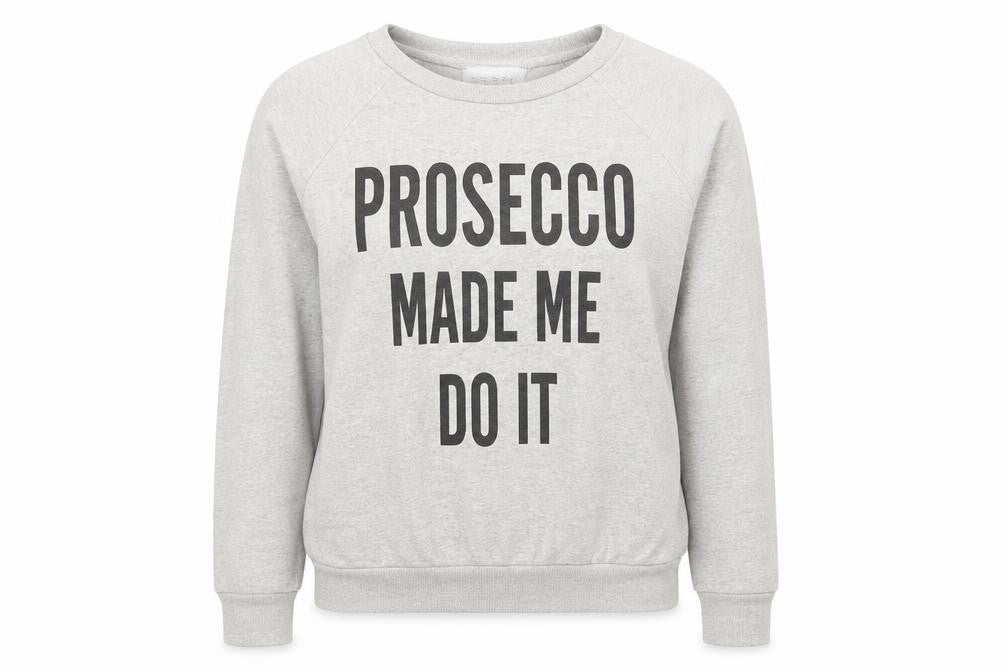 In the Style Womens Grey Cotton Pullover Sweatshirt Size S Pullover - Prosecco Slogan