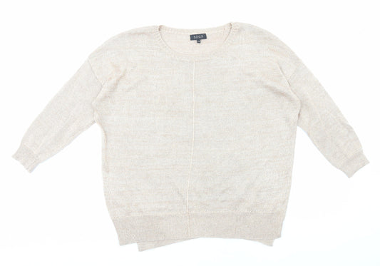 Soon Womens Gold Round Neck Viscose Pullover Jumper Size 14