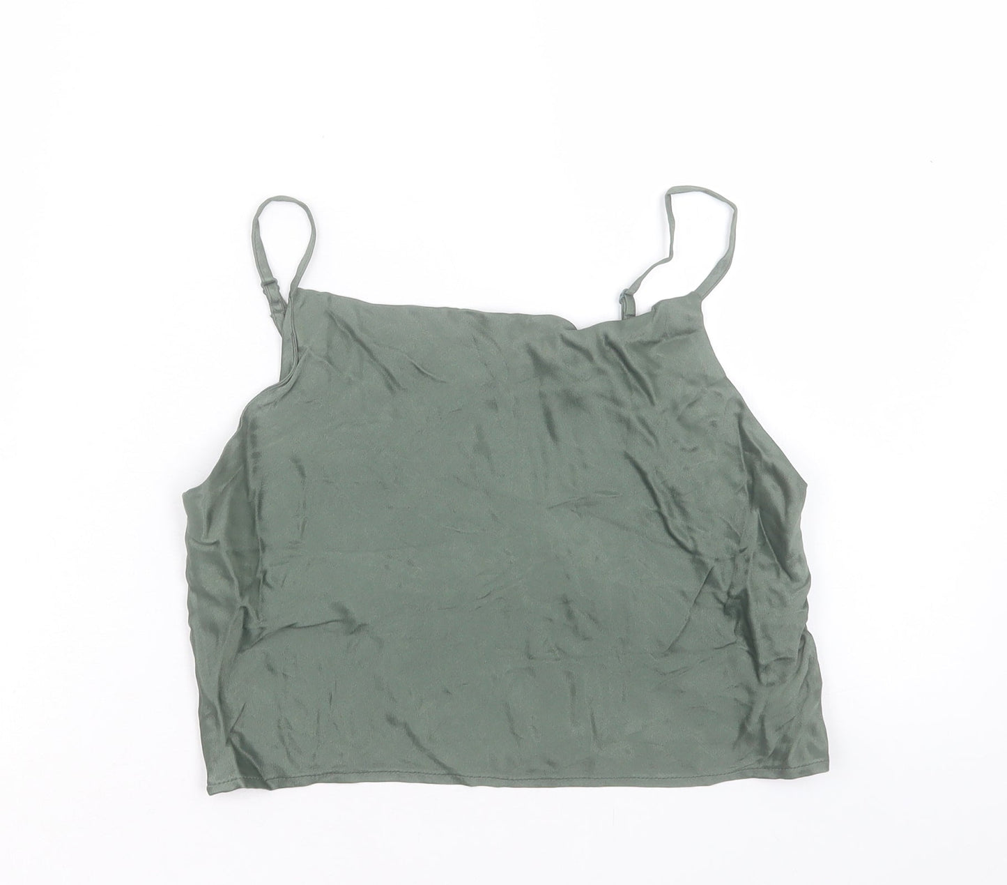 Zara Womens Green Viscose Camisole Tank Size S Square Neck