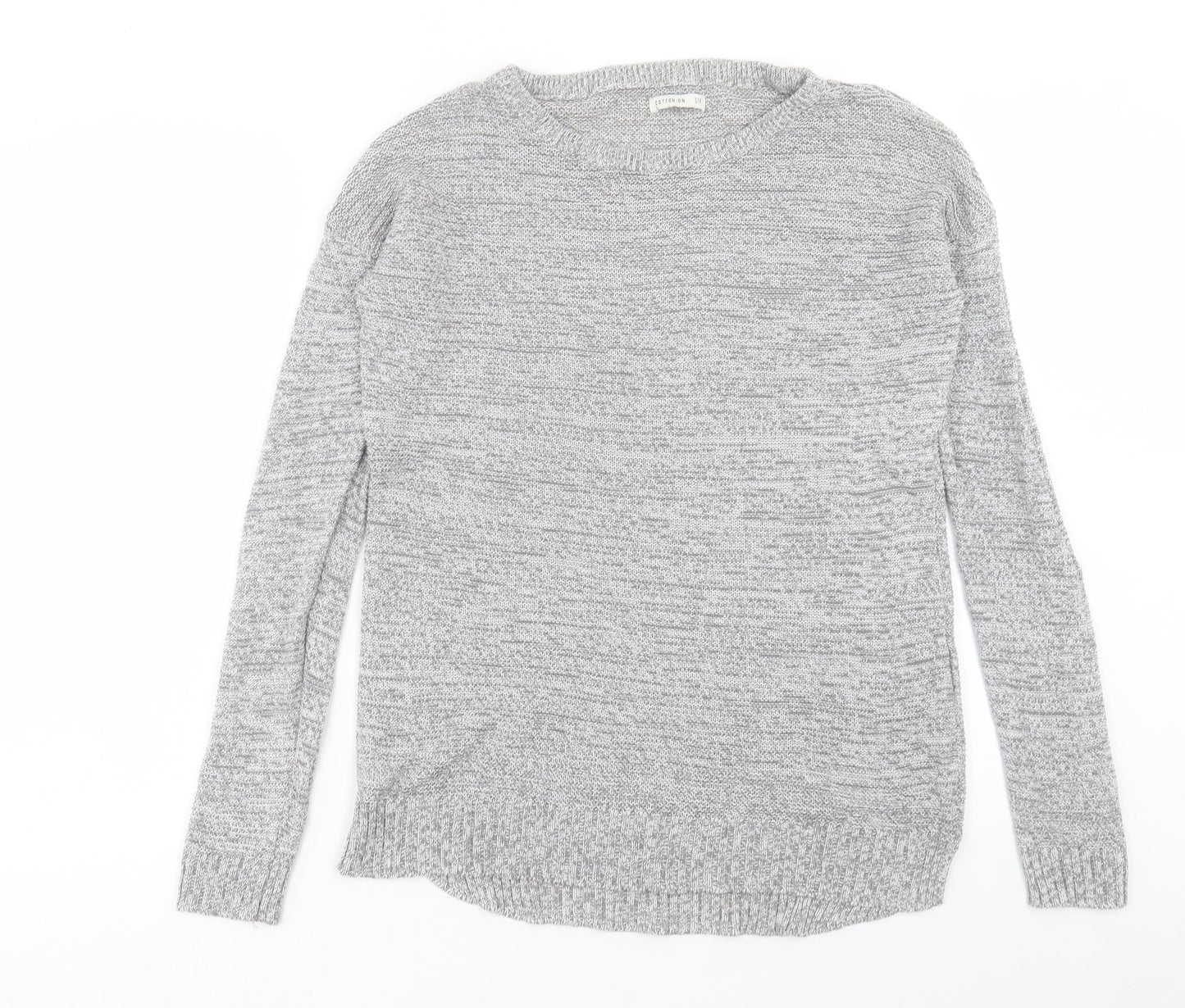 Cotton On Womens Grey Round Neck Cotton Pullover Jumper Size S