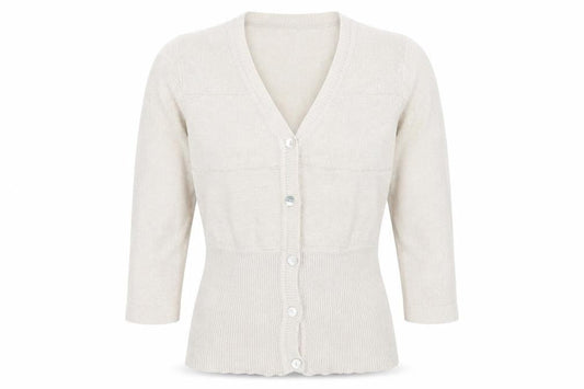 Bonmarché Womens Beige V-Neck Acrylic Cardigan Jumper Size M