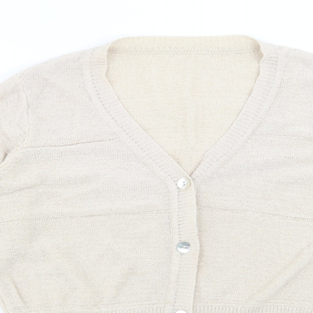 Bonmarché Womens Beige V-Neck Acrylic Cardigan Jumper Size M