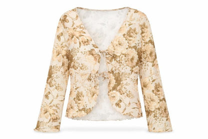 Boohoo Womens Brown Floral Polyester Basic Blouse Size S V-Neck