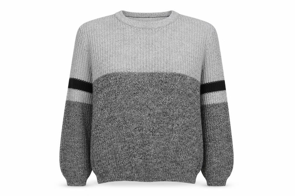 George Womens Grey Round Neck Striped Acrylic Pullover Jumper Size S