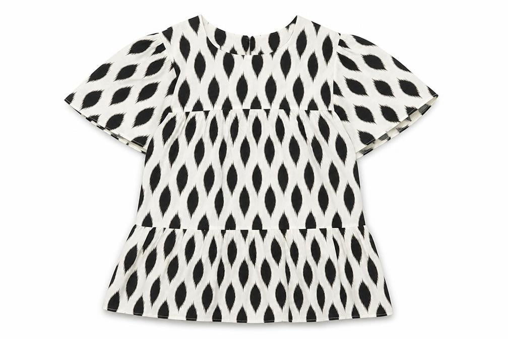 Warehouse Womens Multicoloured Geometric Viscose Basic Blouse Size 8 Round Neck