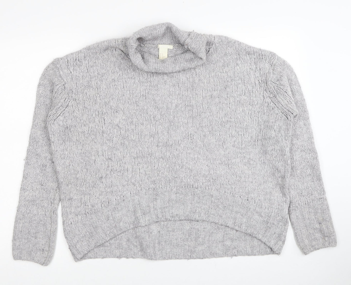 H&M Womens Grey Roll Neck Acrylic Pullover Jumper Size XS