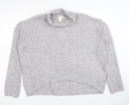 H&M Womens Grey Roll Neck Acrylic Pullover Jumper Size XS