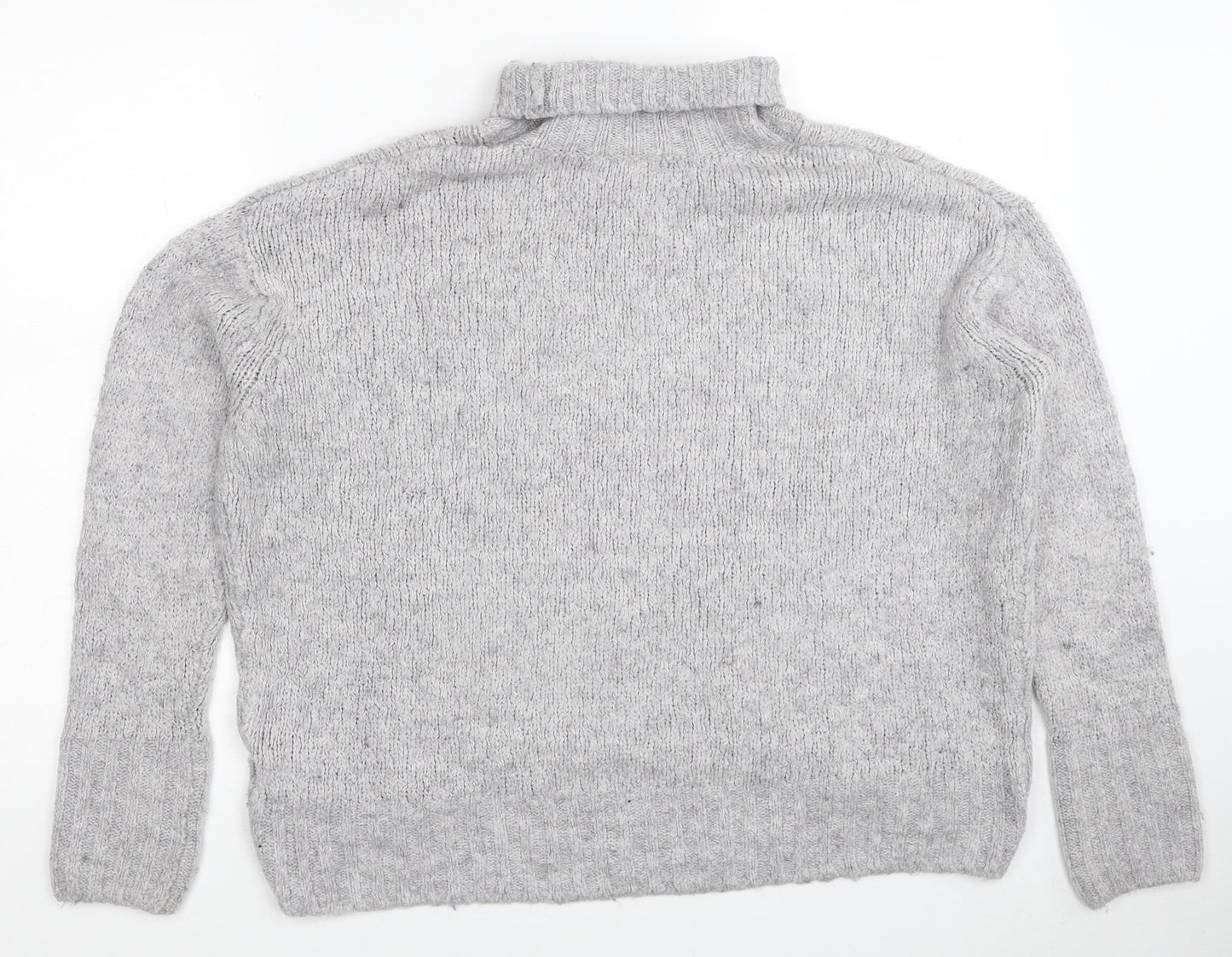 H&M Womens Grey Roll Neck Acrylic Pullover Jumper Size XS