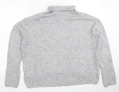 H&M Womens Grey Roll Neck Acrylic Pullover Jumper Size XS
