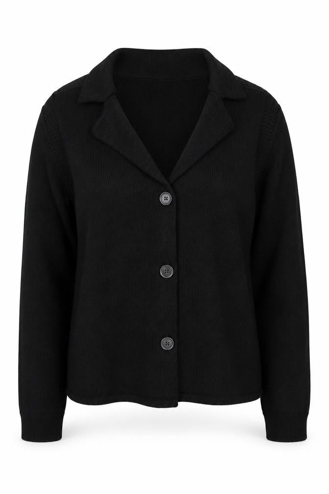 Kenar Womens Black V-Neck Wool Cardigan Jumper One Size