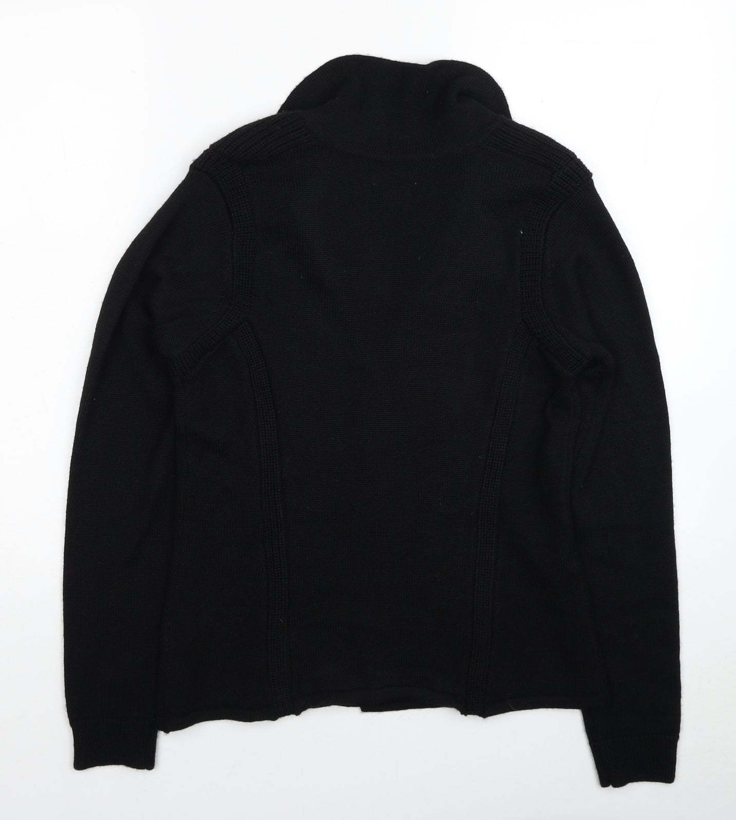 Kenar Womens Black V-Neck Wool Cardigan Jumper One Size