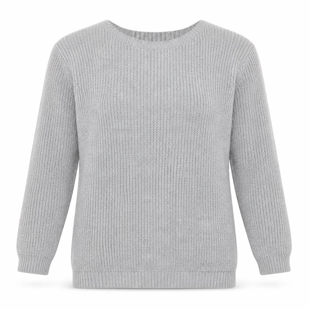 Boohoo Womens Grey Round Neck Acrylic Pullover Jumper Size S