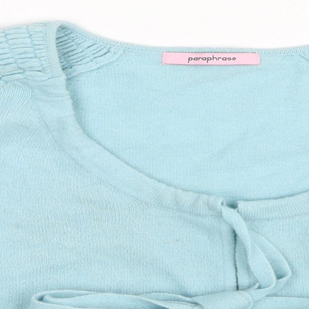 Paraphrase Womens Blue Round Neck Wool Shrug Jumper Size S