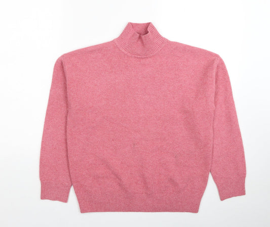 Marks and Spencer Womens Pink Roll Neck Acrylic Pullover Jumper Size XS