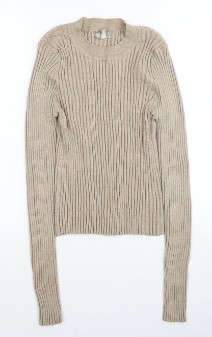 ASOS Womens Beige Round Neck Viscose Pullover Jumper Size 14