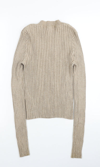 ASOS Womens Beige Round Neck Viscose Pullover Jumper Size 14