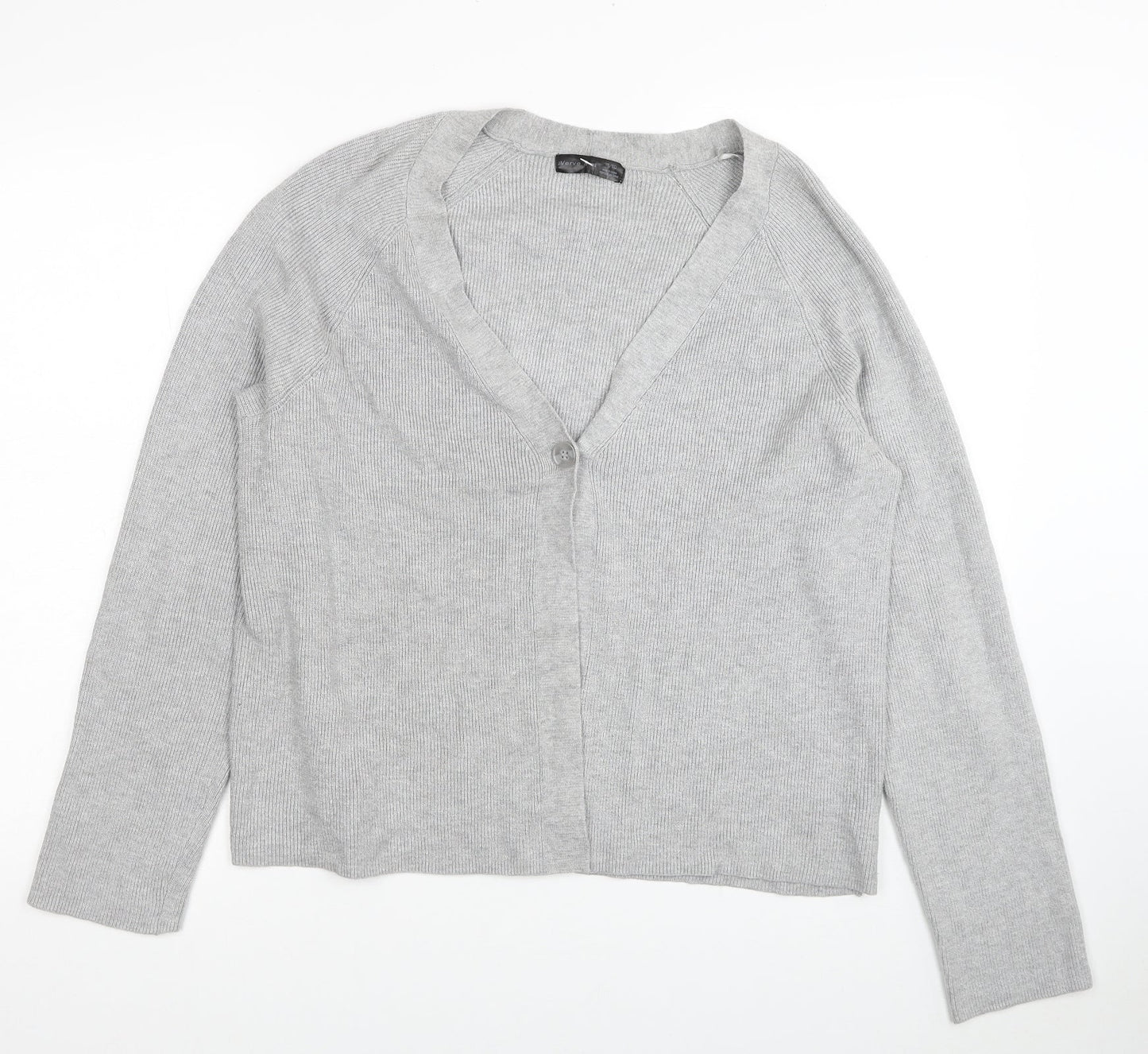 Verve Ami Womens Grey V-Neck Rayon Cardigan Jumper Size XL