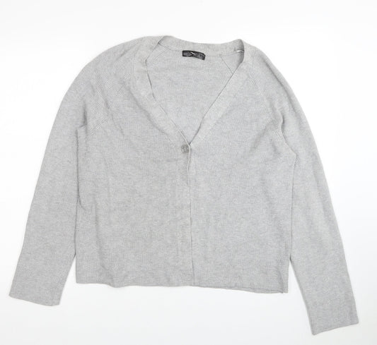 Verve Ami Womens Grey V-Neck Rayon Cardigan Jumper Size XL