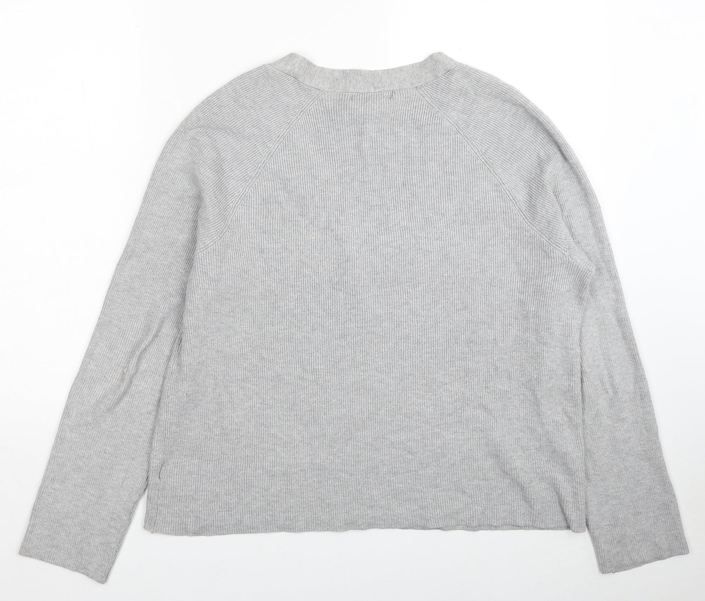 Verve Ami Womens Grey V-Neck Rayon Cardigan Jumper Size XL