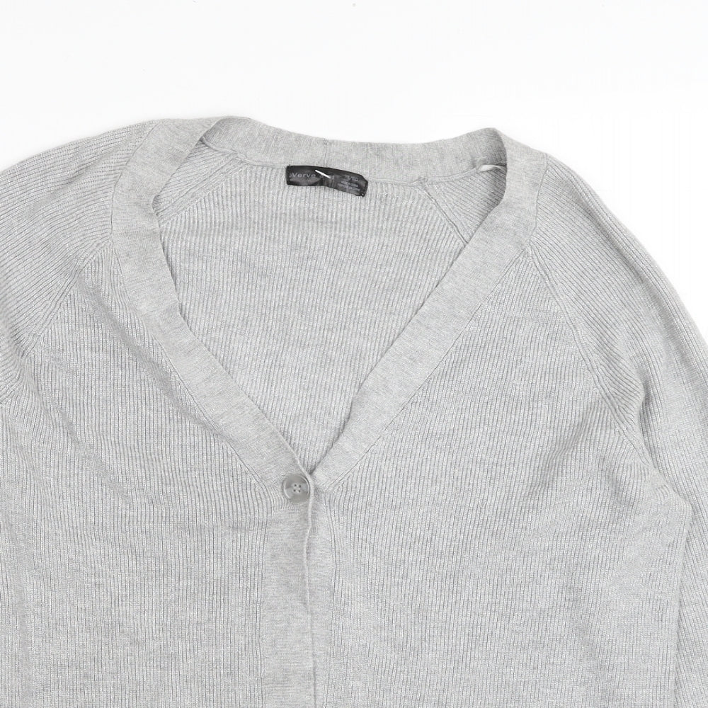 Verve Ami Womens Grey V-Neck Rayon Cardigan Jumper Size XL