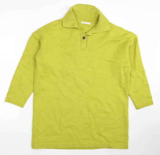 Amywmehouse Womens Green Square Neck Wool Pullover Jumper Size S