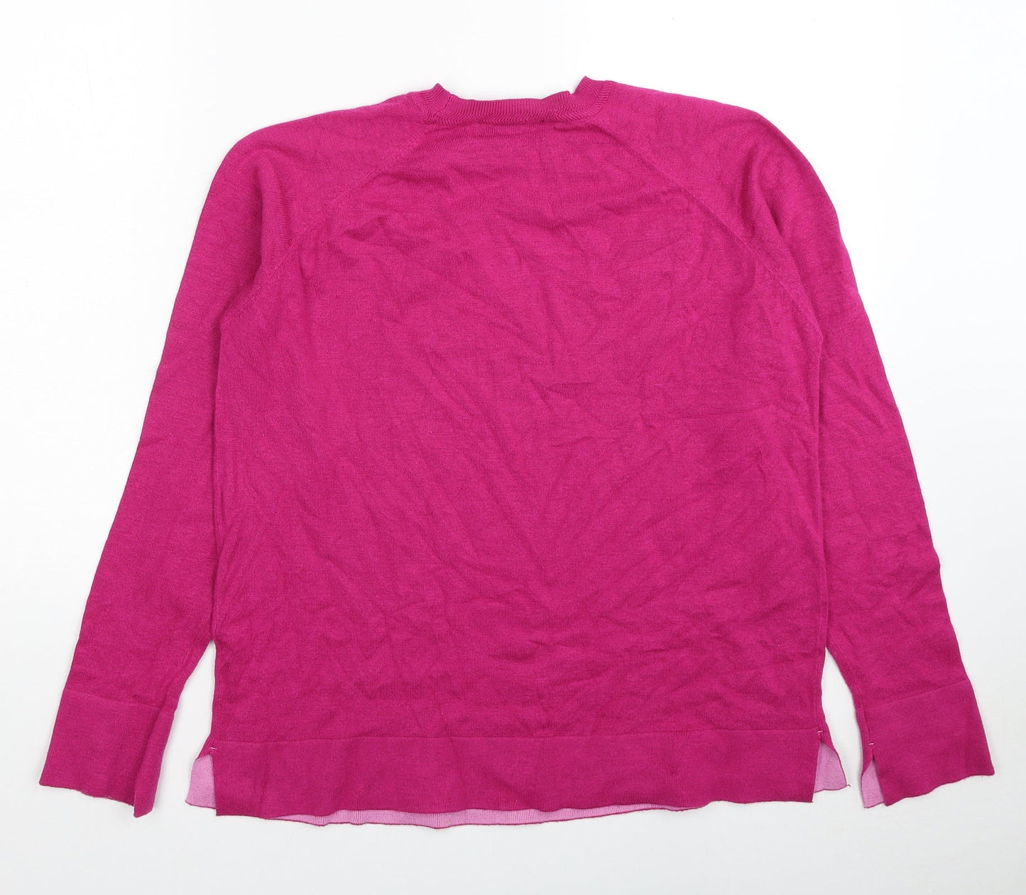 Preworn Womens Pink Round Neck Acrylic Pullover Jumper Size 12