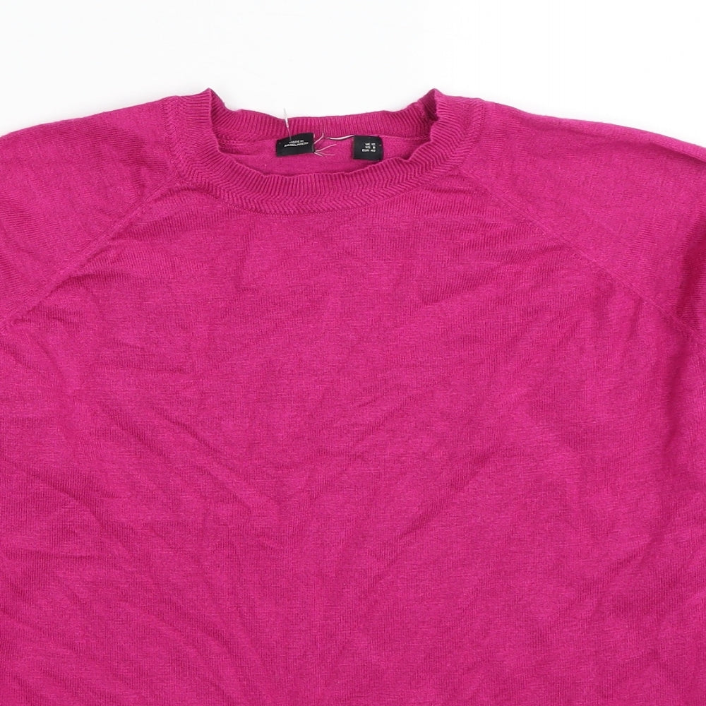 Preworn Womens Pink Round Neck Acrylic Pullover Jumper Size 12